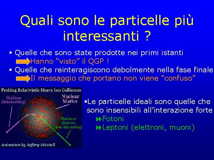 Quali sono le particelle più interessanti ? § Quelle che sono state prodotte nei