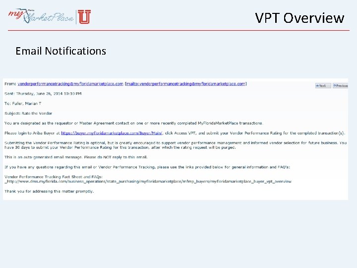 VPT Overview Email Notifications 