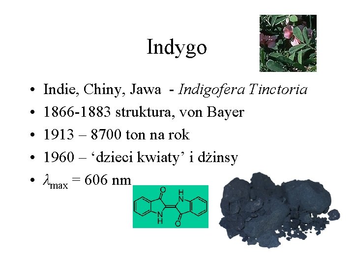 Indygo • • • Indie, Chiny, Jawa - Indigofera Tinctoria 1866 -1883 struktura, von Indygo • • • Indie, Chiny, Jawa - Indigofera Tinctoria 1866 -1883 struktura, von