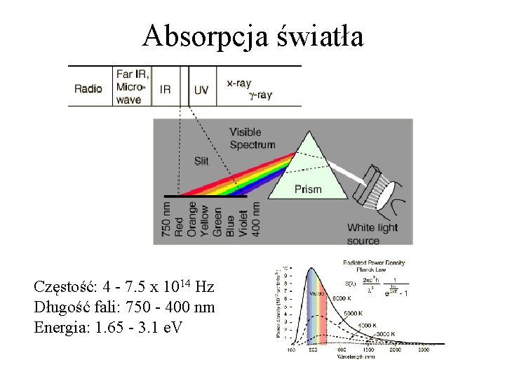 Absorpcja światła Częstość: 4 - 7. 5 x 1014 Hz Długość fali: 750 - Absorpcja światła Częstość: 4 - 7. 5 x 1014 Hz Długość fali: 750 -