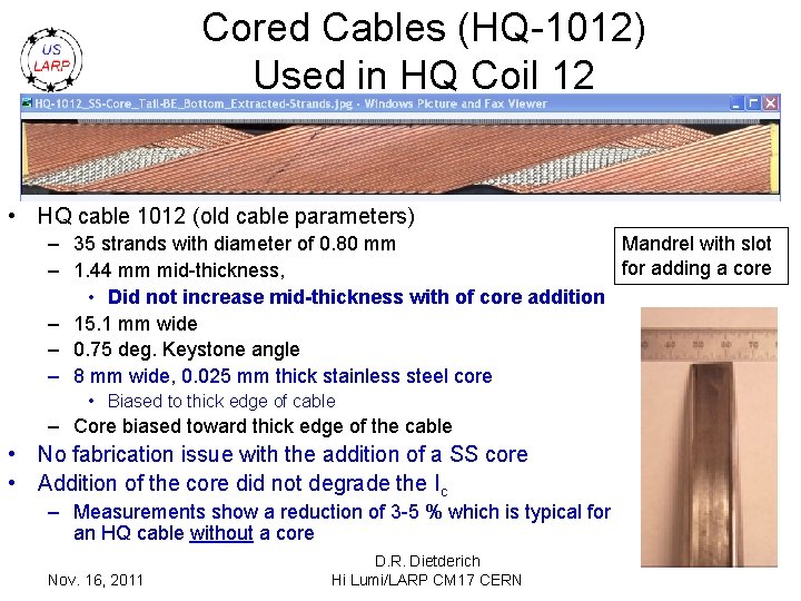 Cored Cables (HQ-1012) Used in HQ Coil 12 • HQ cable 1012 (old cable