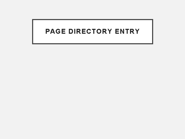 PAGE DIRECTORY ENTRY 