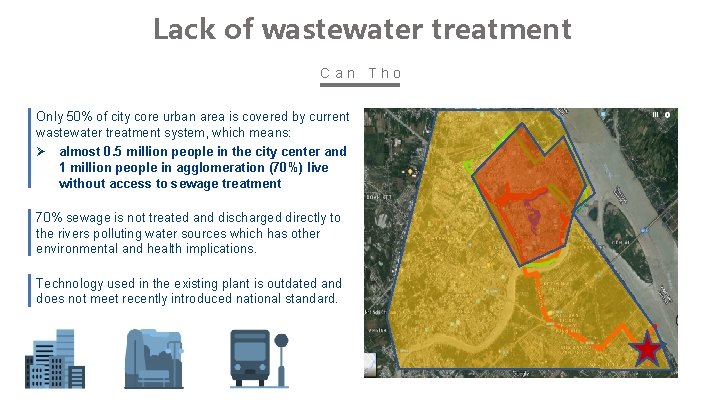 Lack of wastewater treatment Can Tho Only 50% of city core urban area is