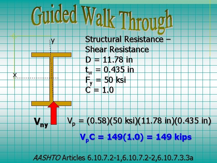y x Vny Structural Resistance – Shear Resistance D = 11. 78 in tw