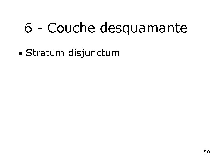6 - Couche desquamante • Stratum disjunctum 50 6 - Couche desquamante • Stratum disjunctum 50
