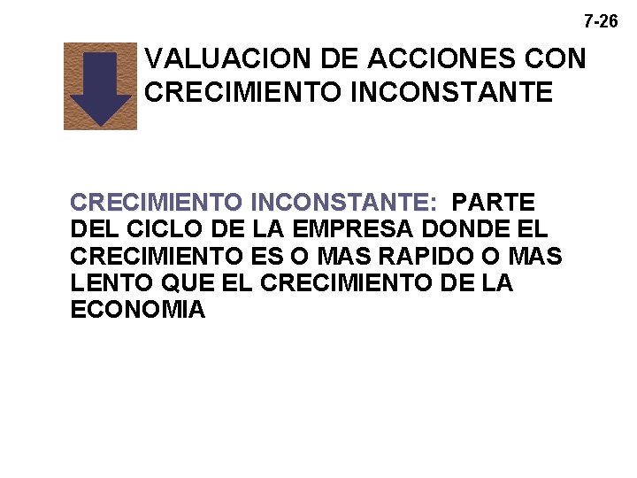 7 -26 VALUACION DE ACCIONES CON CRECIMIENTO INCONSTANTE: PARTE DEL CICLO DE LA EMPRESA 7 -26 VALUACION DE ACCIONES CON CRECIMIENTO INCONSTANTE: PARTE DEL CICLO DE LA EMPRESA