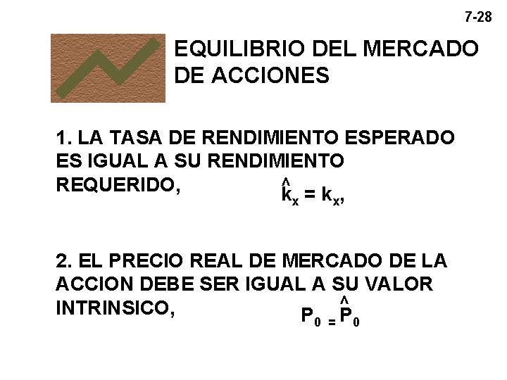 7 -28 EQUILIBRIO DEL MERCADO DE ACCIONES 1. LA TASA DE RENDIMIENTO ESPERADO ES 7 -28 EQUILIBRIO DEL MERCADO DE ACCIONES 1. LA TASA DE RENDIMIENTO ESPERADO ES