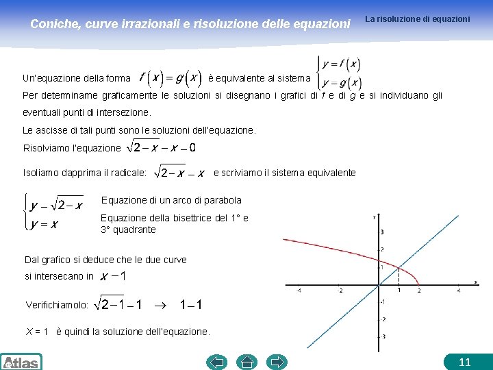 Coniche, curve irrazionali e risoluzione delle equazioni Un’equazione della forma La risoluzione di equazioni