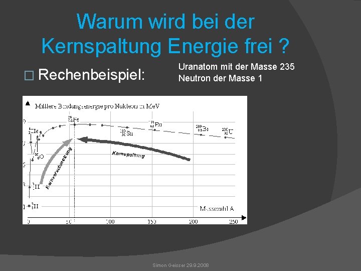 Warum wird bei der Kernspaltung Energie frei ? � Rechenbeispiel: Uranatom mit der Masse