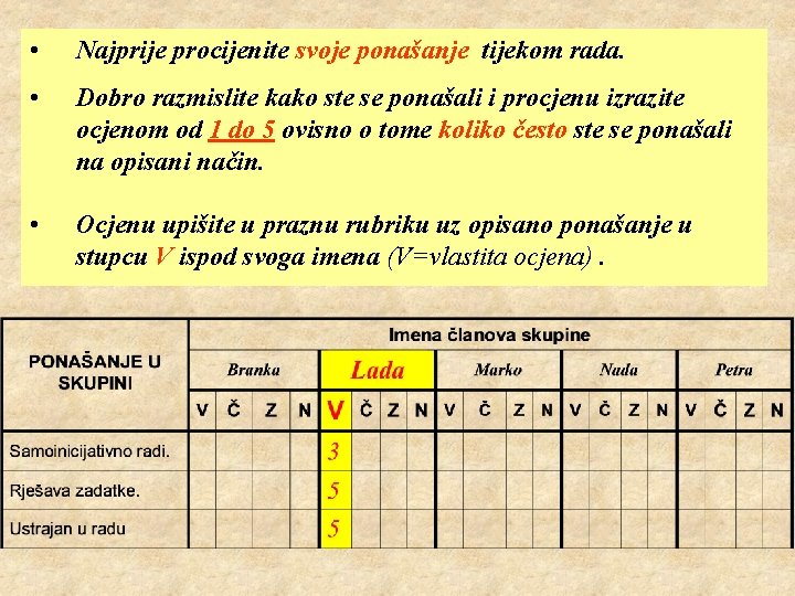 • Najprije procijenite svoje ponašanje tijekom rada. • Dobro razmislite kako ste se • Najprije procijenite svoje ponašanje tijekom rada. • Dobro razmislite kako ste se