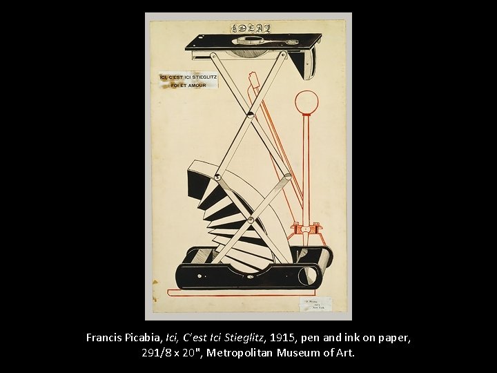 Francis Picabia, Ici, C’est Ici Stieglitz, 1915, pen and ink on paper, 291/8 x