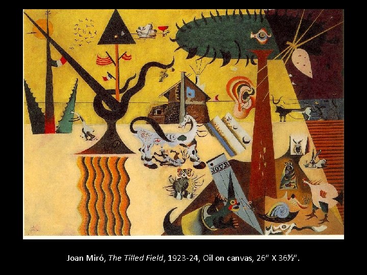 Joan Miró, The Tilled Field, 1923 -24, Oil on canvas, 26” X 36½”. 