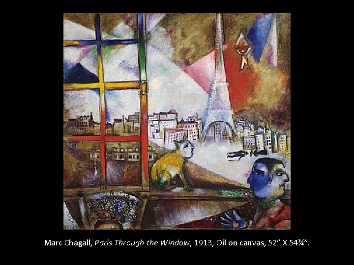 Marc Chagall, Paris Through the Window, 1913, Oil on canvas, 52” X 54¾”. 