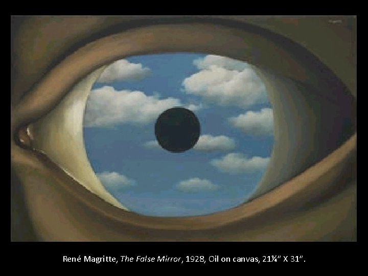 René Magritte, The False Mirror, 1928, Oil on canvas, 21¼” X 31”. 