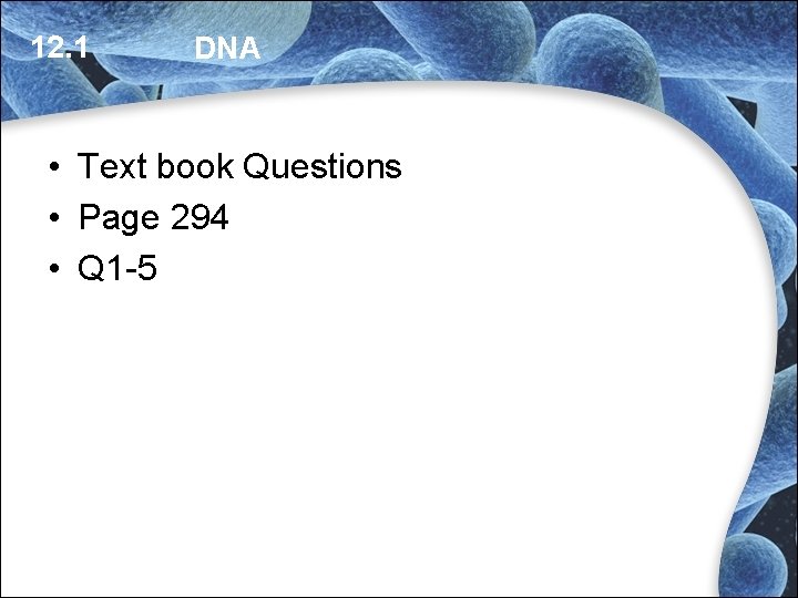 12. 1 DNA • Text book Questions • Page 294 • Q 1 -5 12. 1 DNA • Text book Questions • Page 294 • Q 1 -5