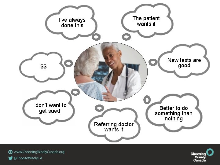 I’ve always done this The patient wants it New tests are good $$ I
