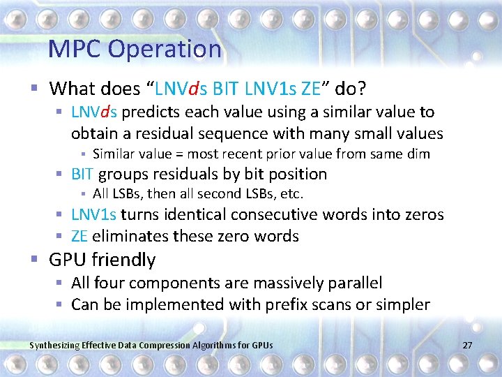 MPC Operation § What does “LNVds BIT LNV 1 s ZE” do? § LNVds