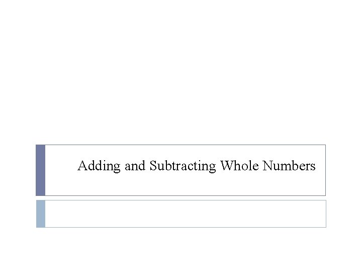 Adding and Subtracting Whole Numbers 