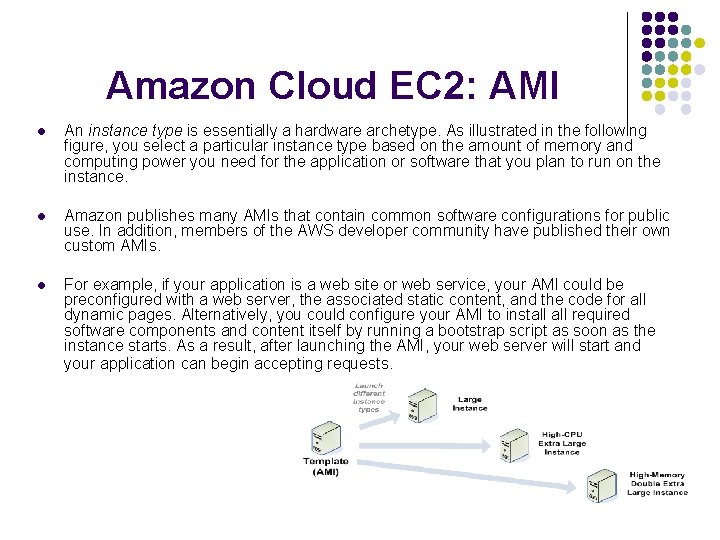 Amazon Cloud EC 2: AMI l An instance type is essentially a hardware archetype.