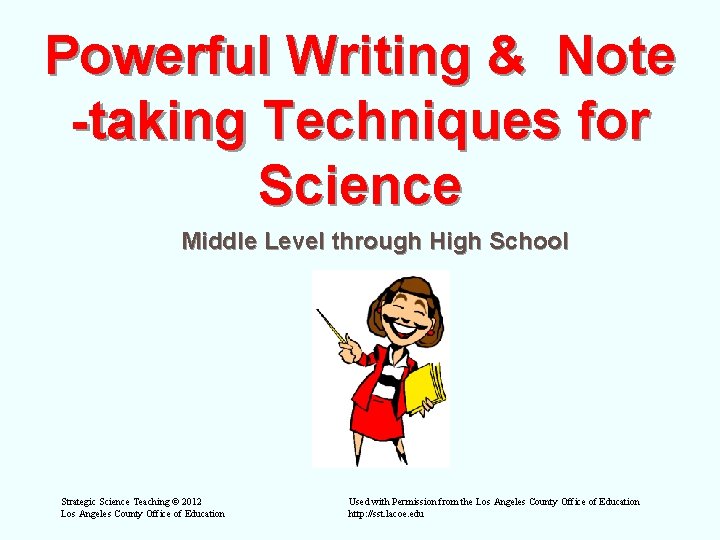 Powerful Writing & Note -taking Techniques for Science Middle Level through High School Strategic