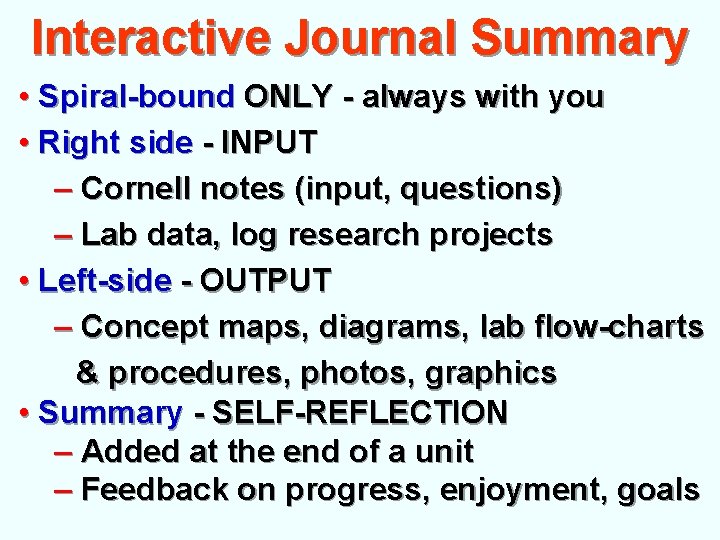 Interactive Journal Summary • Spiral-bound ONLY - always with you • Right side - Interactive Journal Summary • Spiral-bound ONLY - always with you • Right side -