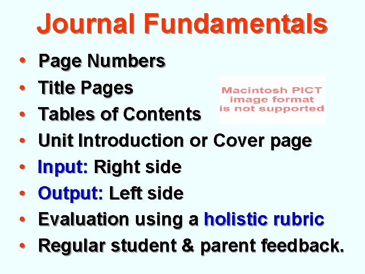 Journal Fundamentals • Page Numbers • • Title Pages Tables of Contents Unit Introduction Journal Fundamentals • Page Numbers • • Title Pages Tables of Contents Unit Introduction