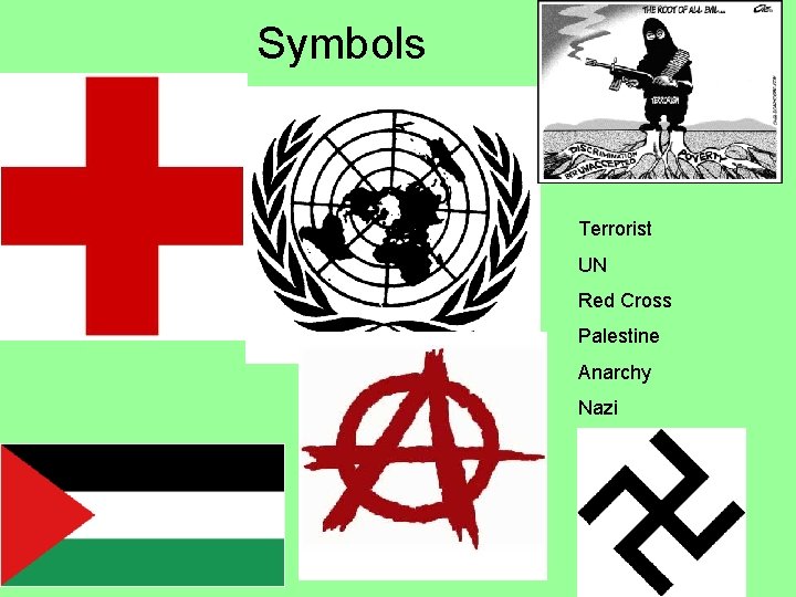 Symbols Terrorist UN Red Cross Palestine Anarchy Nazi 