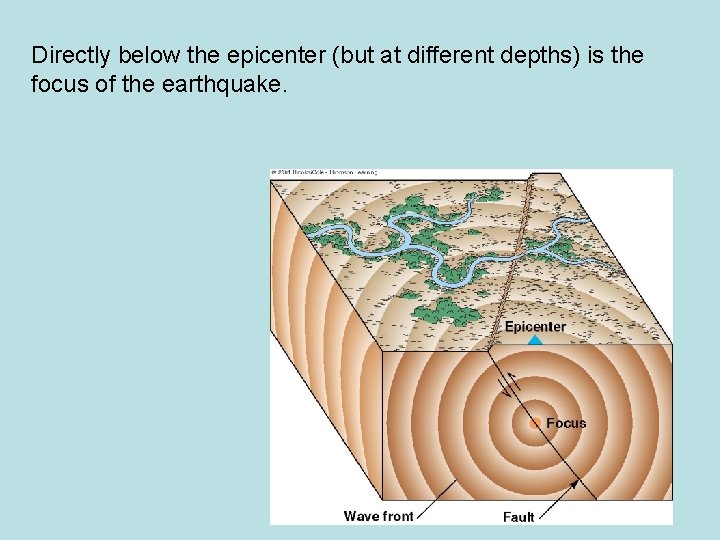 Directly below the epicenter (but at different depths) is the focus of the earthquake.