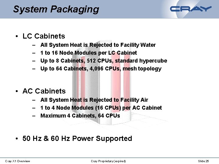 System Packaging • LC Cabinets – – All System Heat is Rejected to Facility