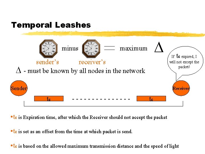 Temporal Leashes minus maximum sender’s receiver’s - must be known by all nodes in