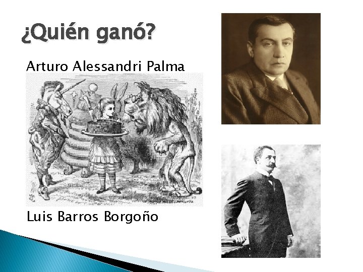 ¿Quién ganó? Arturo Alessandri Palma Luis Barros Borgoño 