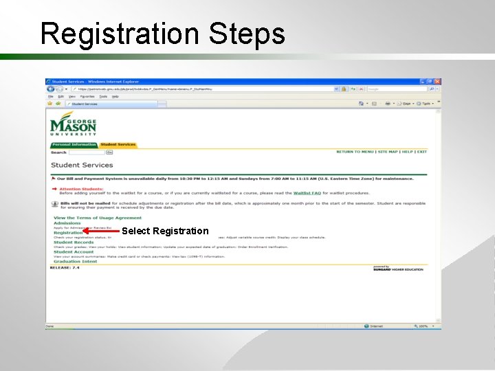 Registration Steps Select Registration Registration Steps Select Registration