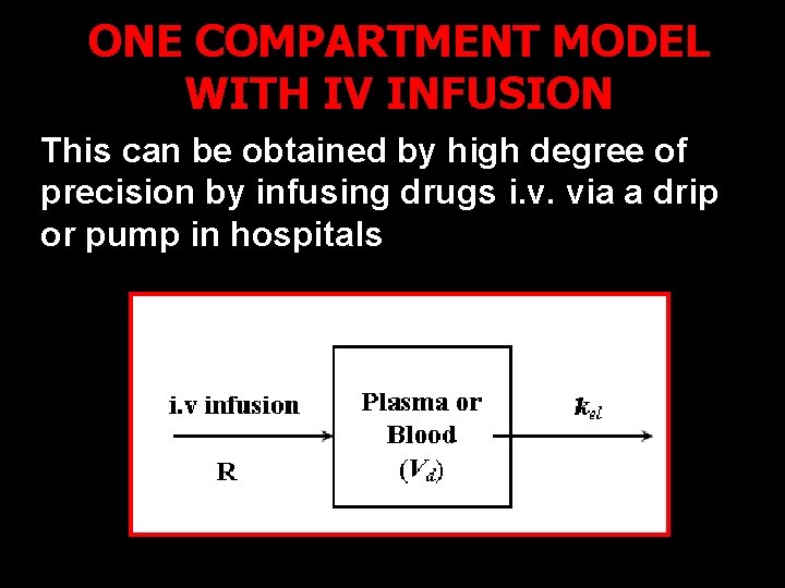 ONE COMPARTMENT MODEL WITH IV INFUSION This can be obtained by high degree of
