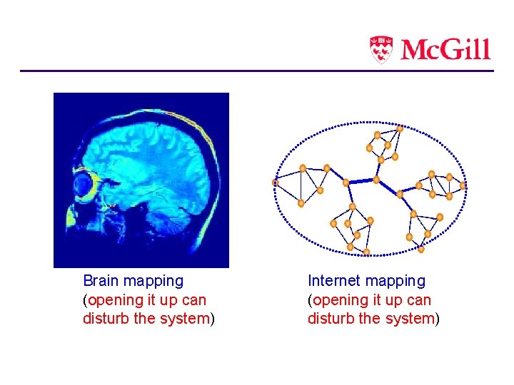 Brain mapping (opening it up can disturb the system) Internet mapping (opening it up