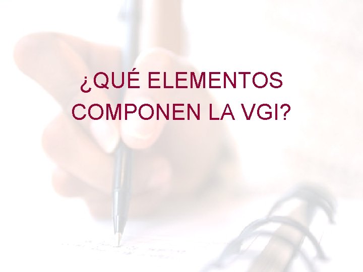 ¿QUÉ ELEMENTOS COMPONEN LA VGI? ¿QUÉ ELEMENTOS COMPONEN LA VGI?