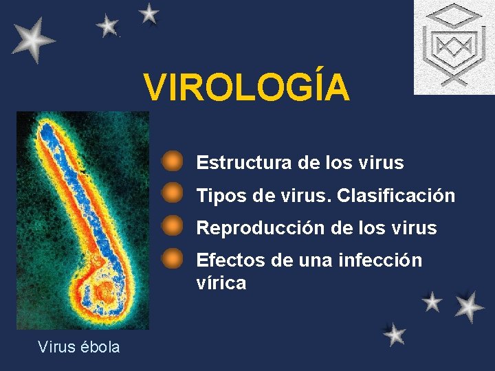 VIROLOGÍA Estructura de los virus Tipos de virus. Clasificación Reproducción de los virus Efectos