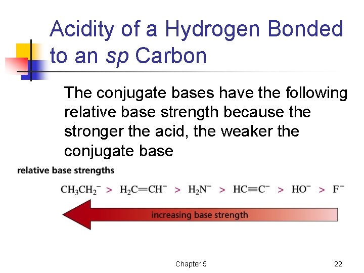 Acidity of a Hydrogen Bonded to an sp Carbon The conjugate bases have the