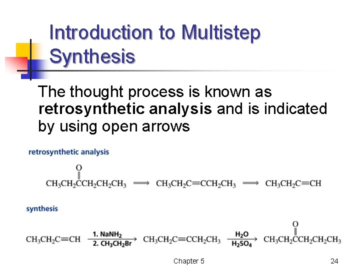 Introduction to Multistep Synthesis The thought process is known as retrosynthetic analysis and is Introduction to Multistep Synthesis The thought process is known as retrosynthetic analysis and is