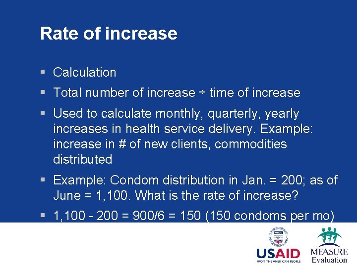 Rate of increase § Calculation § Total number of increase ÷ time of increase