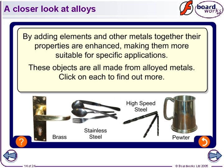 A closer look at alloys 14 of 24 © Boardworks Ltd 2005 