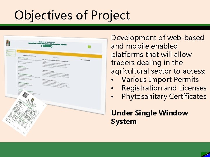 Objectives of Project Development of web-based and mobile enabled platforms that will allow traders