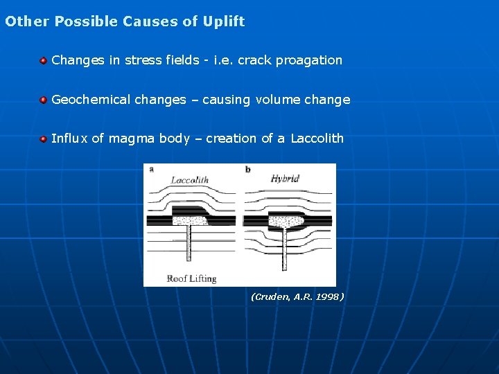 Other Possible Causes of Uplift Changes in stress fields - i. e. crack proagation