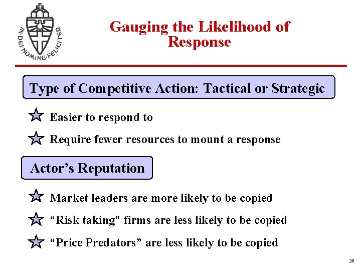 Gauging the Likelihood of Response Type of Competitive Action: Tactical or Strategic Easier to