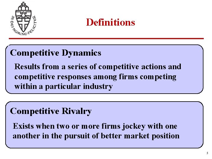 Definitions Competitive Dynamics Results from a series of competitive actions and competitive responses among