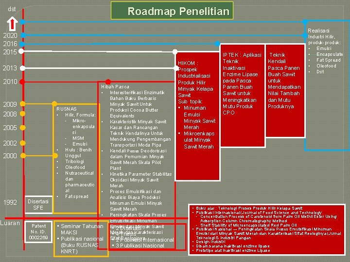 Roadmap Penelitian dst Realisasi 2020 2016 2015 2013 2010 2009 2008 2005 2002 2000