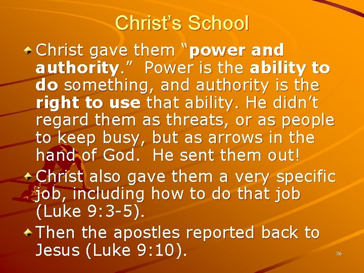 Christ’s School Christ gave them “power and authority. ” Power is the ability to