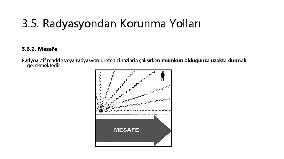 3. 5. Radyasyondan Korunma Yolları 3. 6. 2. Mesafe Radyoaktif madde veya radyasyon üreten