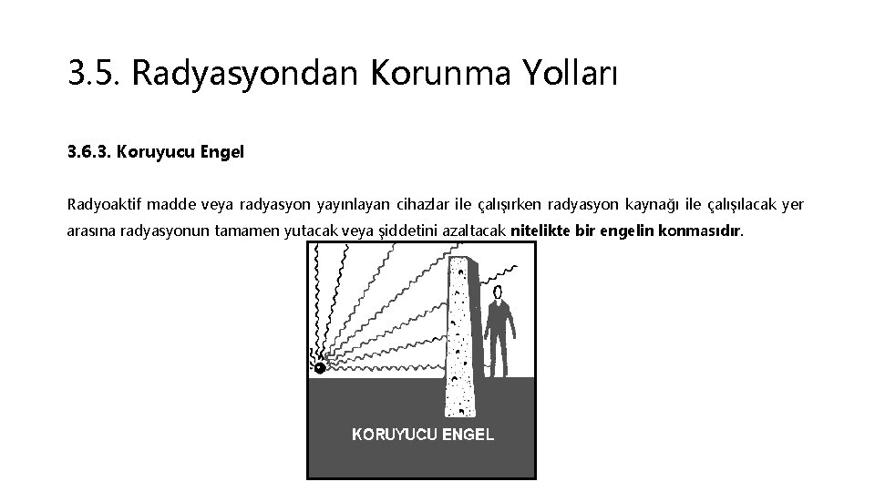 3. 5. Radyasyondan Korunma Yolları 3. 6. 3. Koruyucu Engel Radyoaktif madde veya radyasyon