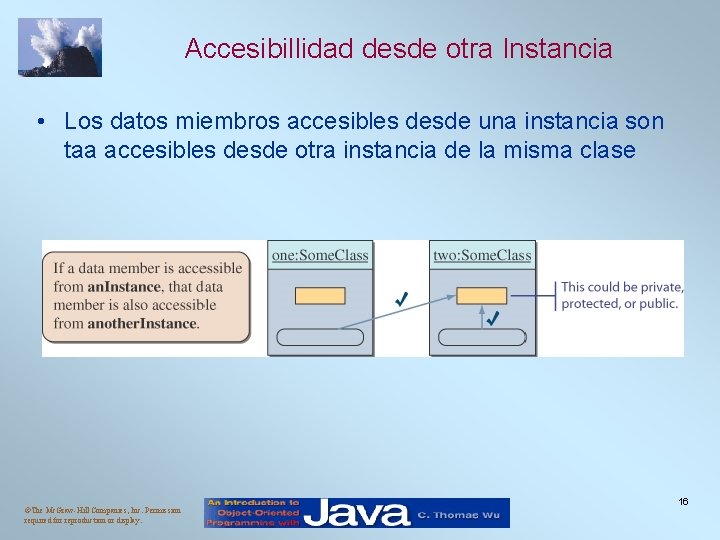 Accesibillidad desde otra Instancia • Los datos miembros accesibles desde una instancia son taa