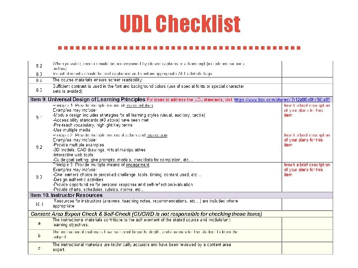 UDL Checklist 